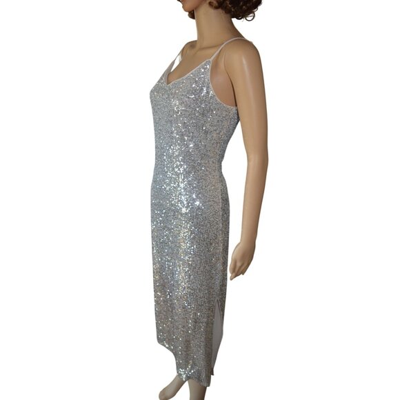 Chelsea & Violet Gold Silver Ombre Sequin Cocktail Shift Dress Women Size Medium - Picture 2 of 8